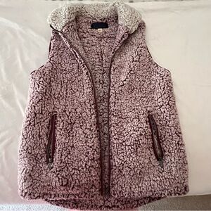 Womens Maroon Sherpa Vest